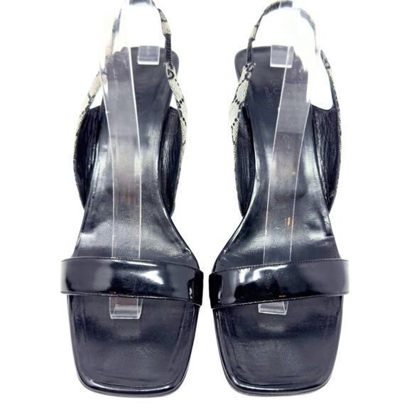 Gucci GG Logo Monogram Supreme Guccissima Black Canvas Leather Heels Sandals 9.5 - Picture 4 of 11